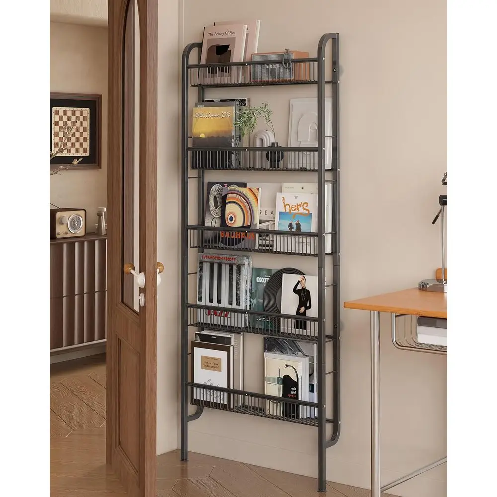 

Узкая 5-ярусная компактная стеллажная система для хранения для ванной и кухни, черная