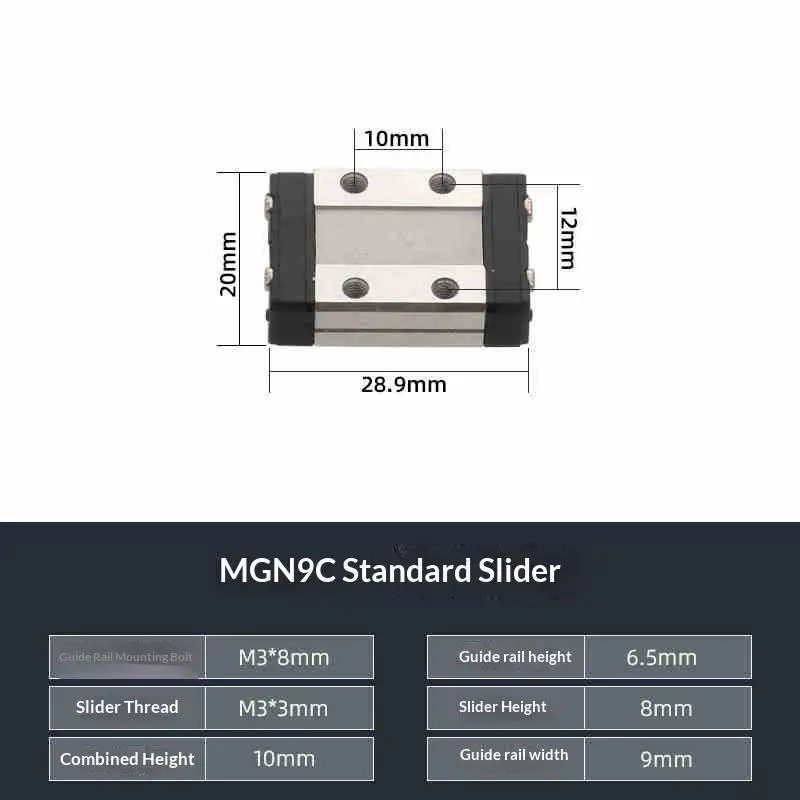 High Accuracy Mini Linear Rail 9mm Width LML9C Slide Block Corrosion Resistant for Small CNC Equipment Robotics Automation