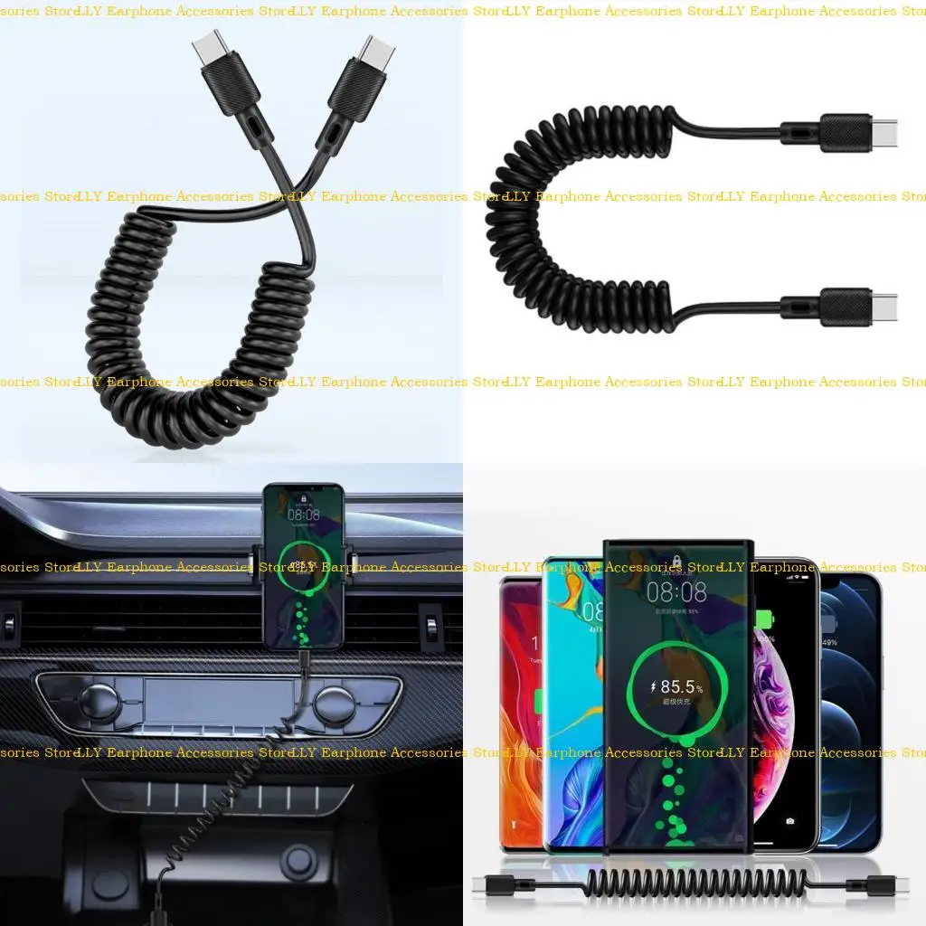 462E Portable Coiled USB C Data Transfer Cable for Quick Charging and Tidy