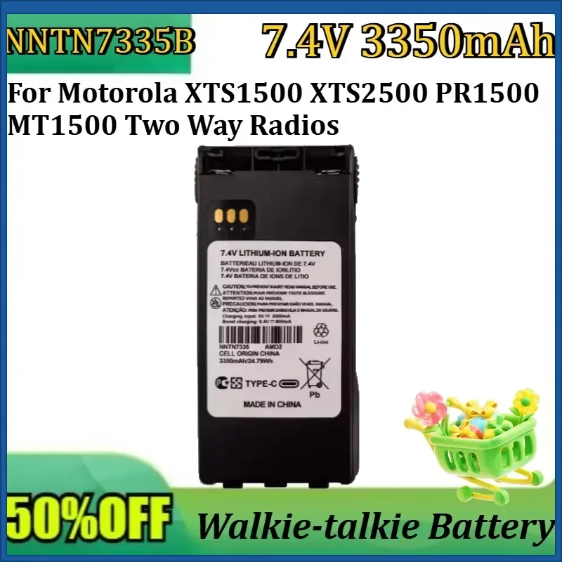 New 3350mAh 7.4V NNTN7335B Li-ion Battery for Motorola XTS1500 XTS2500 PR1500 MT1500 Two Way Radios Replacement Battery