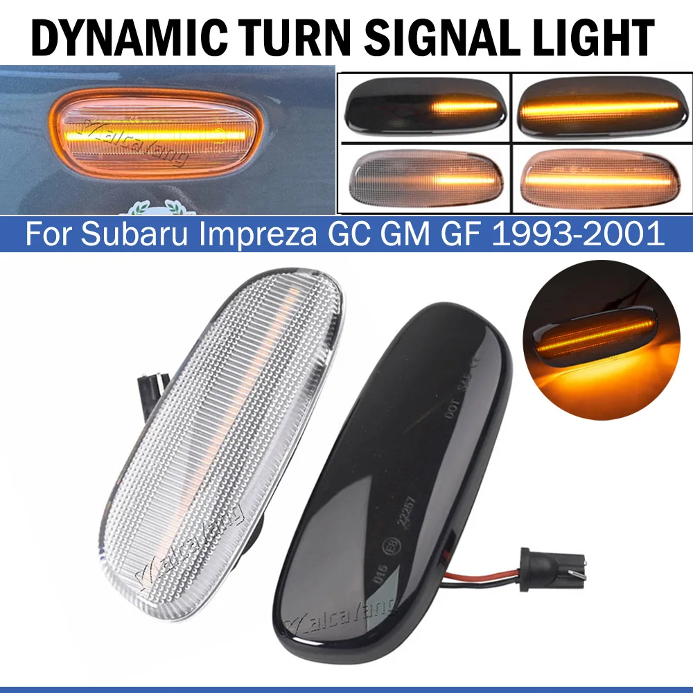 

Dynamic Amber LED Front Side Marker Turn Signal Lights For 1993 1994 1995 1996 1997 1998 1999 2000 2001 Subaru Impreza GC GM GF