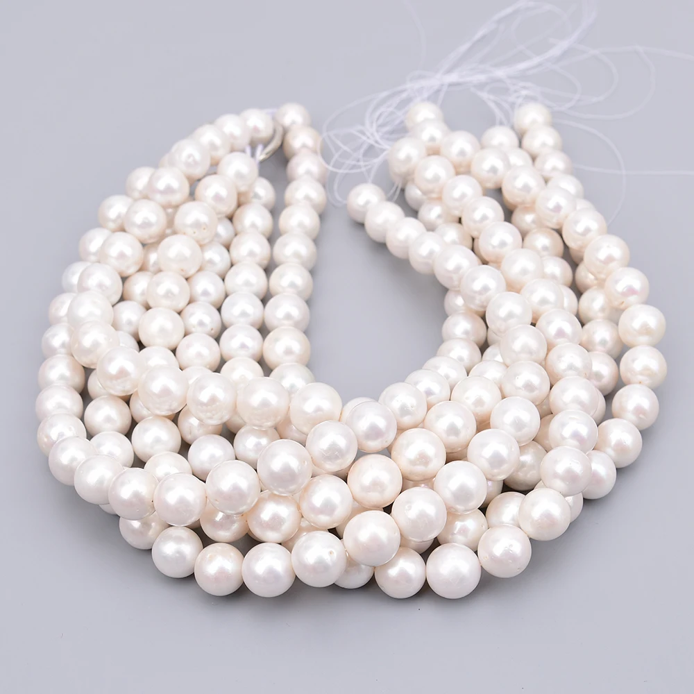 APDGG Big Size 15mm Cultured White Edison Keshi Pearl Round Loose Beads 15.5'' Strands For Jewelry Making DIY view 2