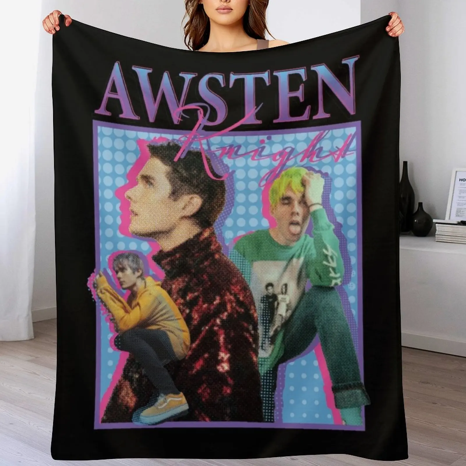 Awsten Knight 90s style Design Throw Blanket Plush Fuzzy Cozy Blanket for Couch Sofa