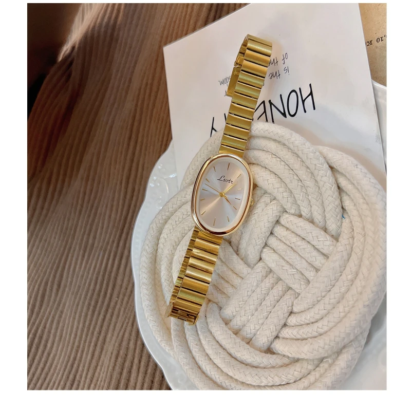 Elegant Oval Dial With Bamboo Strap Women's Quartz Watch Luxury Gold Ladies Watch Fashion Dress Female Wristwatch Clock Gift
