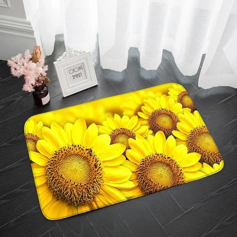 Vintage Sunflower Welcome Print Anti Slip Front Entrance Floor Rug Soft Washable Farmhouse Indoor Mat Autumn Home Decor Carpet