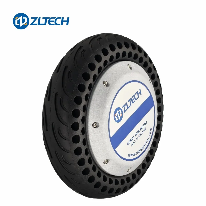 ZLTECH 10inch 48V 800W 300kg Load Single Shaft Brushless DC 4096-wire Encoder 75A Rubber Tire Wheel Hub Servo Motor for AGV AMR