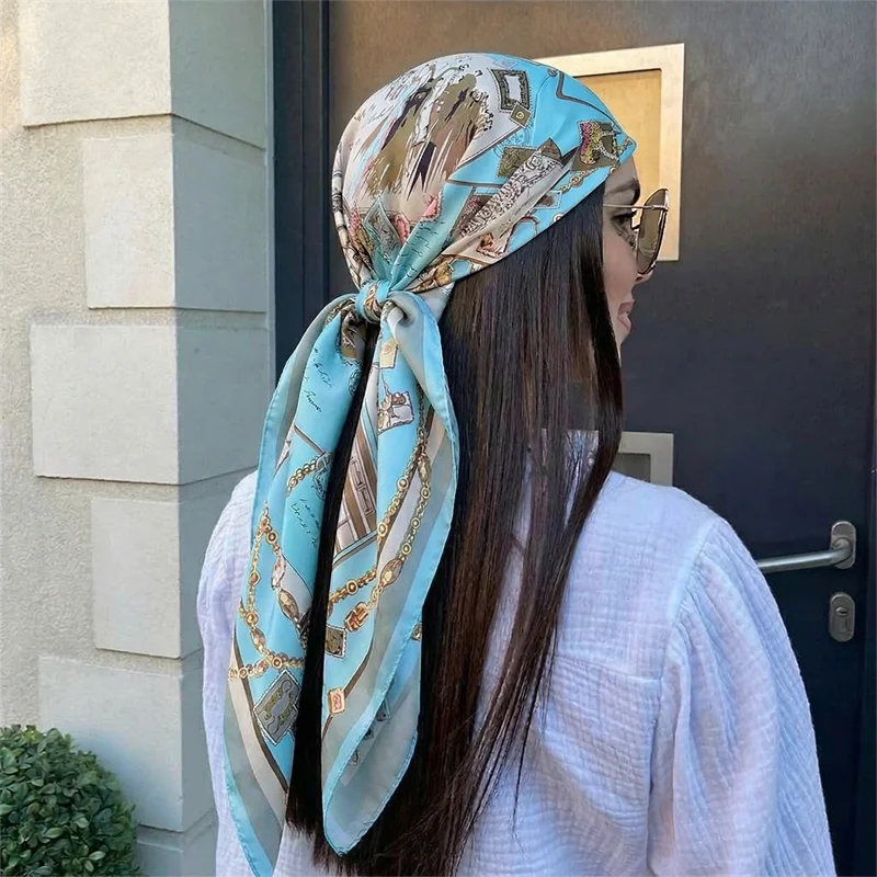 

2026 Women Silk Square Scarf Lady Bandana Head Wrap Shawl Satin Foulard Female Large Hijab Neckerchief Scarves Pashmina Headband