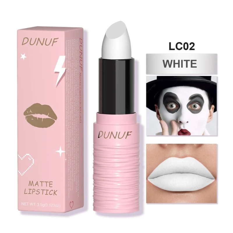 Matter Lippenstift, bunter Lipgloss, langanhaltend, für Schule, Karneval, Party, Cosplay, C1FF