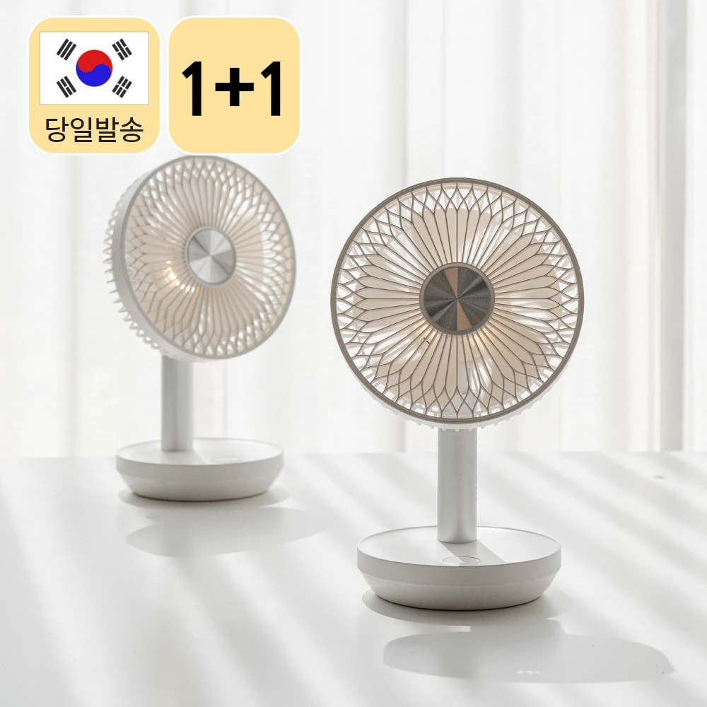 [1+1] مروحة طاولة لاسلكية قابلة لإعادة الشحن من Bldc، مروحة صغيرة بإضاءة المزاج