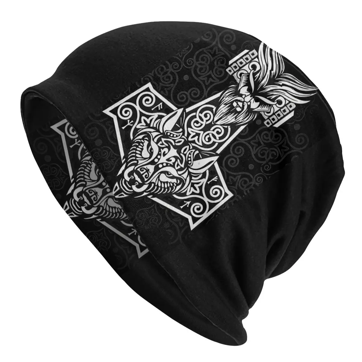 Bonnet Hats Viking Mythology Men Women's Thin Skullies Beanies Hat Hammer Of Thor Fenrir Wolf Autumn Spring Warm Cap Street Caps