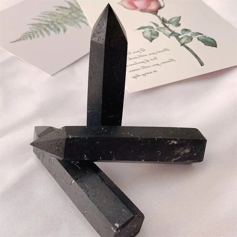 

Natural secondary graphite raw stone crystal column hexagon single-pointed column polished handicraft decoration anti-radiation