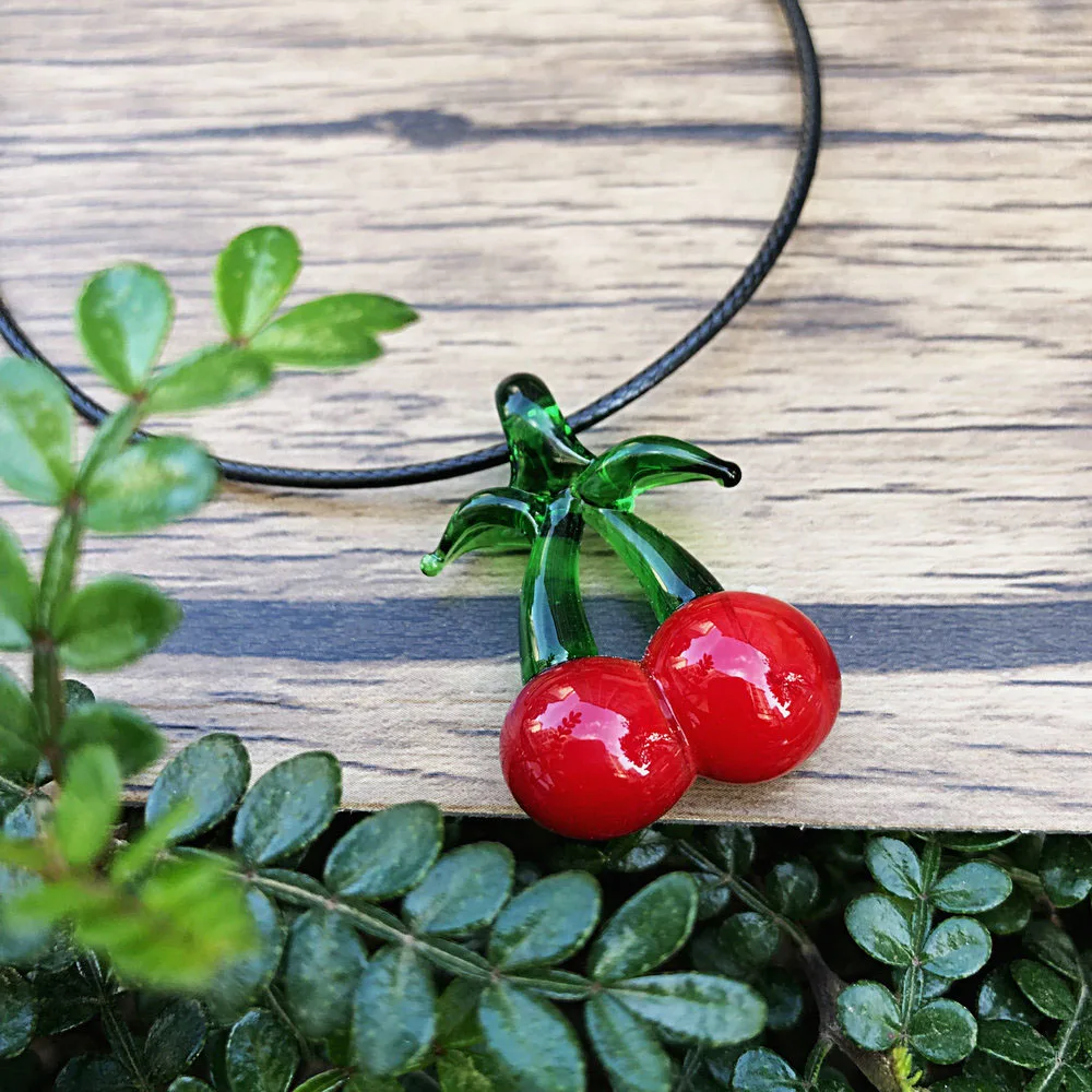 5 set Jewelry Red Cherry Fruit Lampwork Glass Muran Bead Necklace Earring For Women Fashion Cheap Items