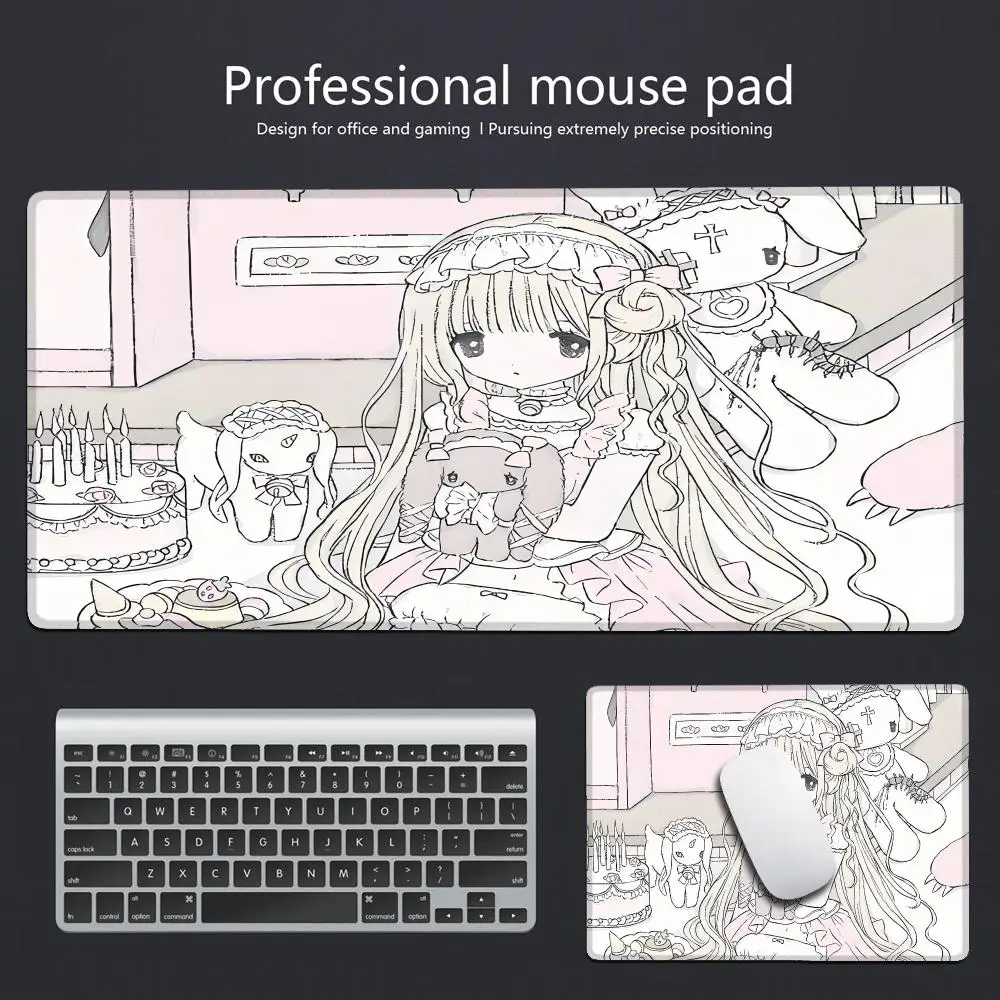 Pink Sweet Angel Girl Mousepad Office Pc Non-slip Desk Mat Anime Girl Mouse Pad Computer Speed Type Desk Mat Laptop Keyboard Mat