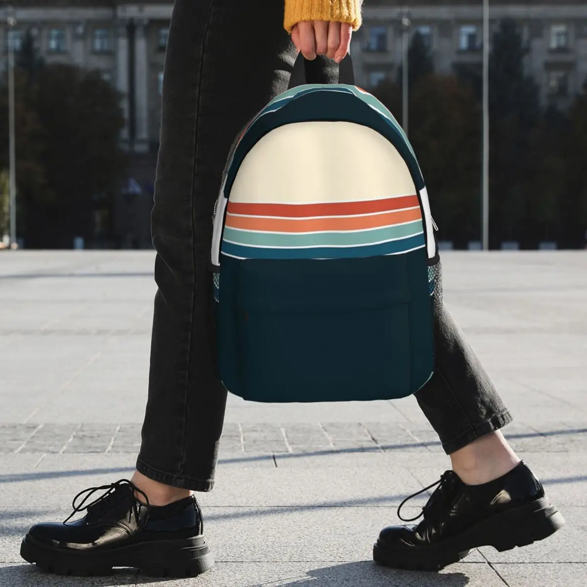 70s Vintage Retro Stripes zaini ragazzi ragazze Bookbag moda studenti borse da scuola zaino da viaggio borsa a tracolla grande capacità