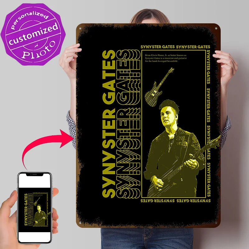Synyster Gates Poster Retro 3D Printed Metal Signs Customized Wall Hanging Gift for Home Decor Luxury Decoration Home Tin Sign