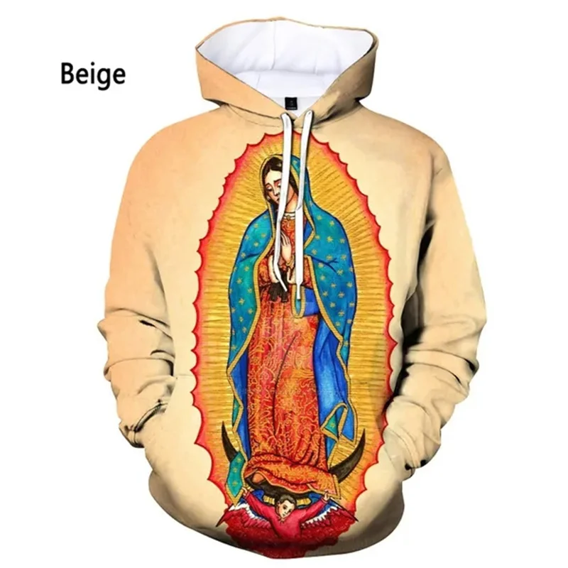 Virgin Mary Graphic Pop Men\'s Hoodies 3D Christianism Printed Sweat-shirts Women Harajuku Vintage Pullover Kid Hooded Sweatshirt