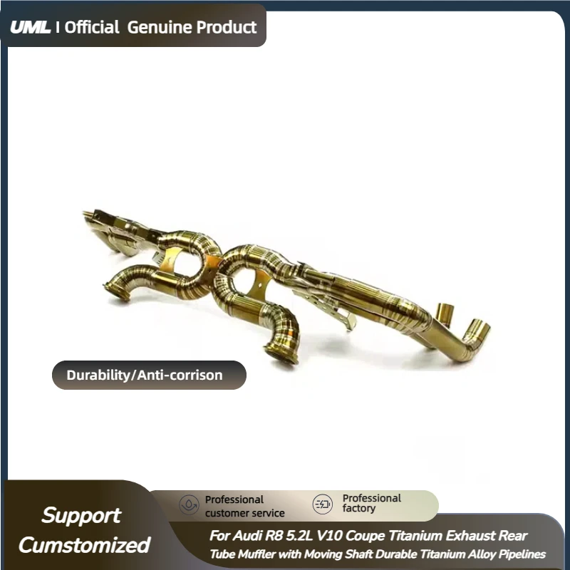 

For Audi R8 5.2L V10 Coupe Titanium Exhaust Rear Tube Muffler with Moving Shaft Durable Titanium Alloy Pipelines