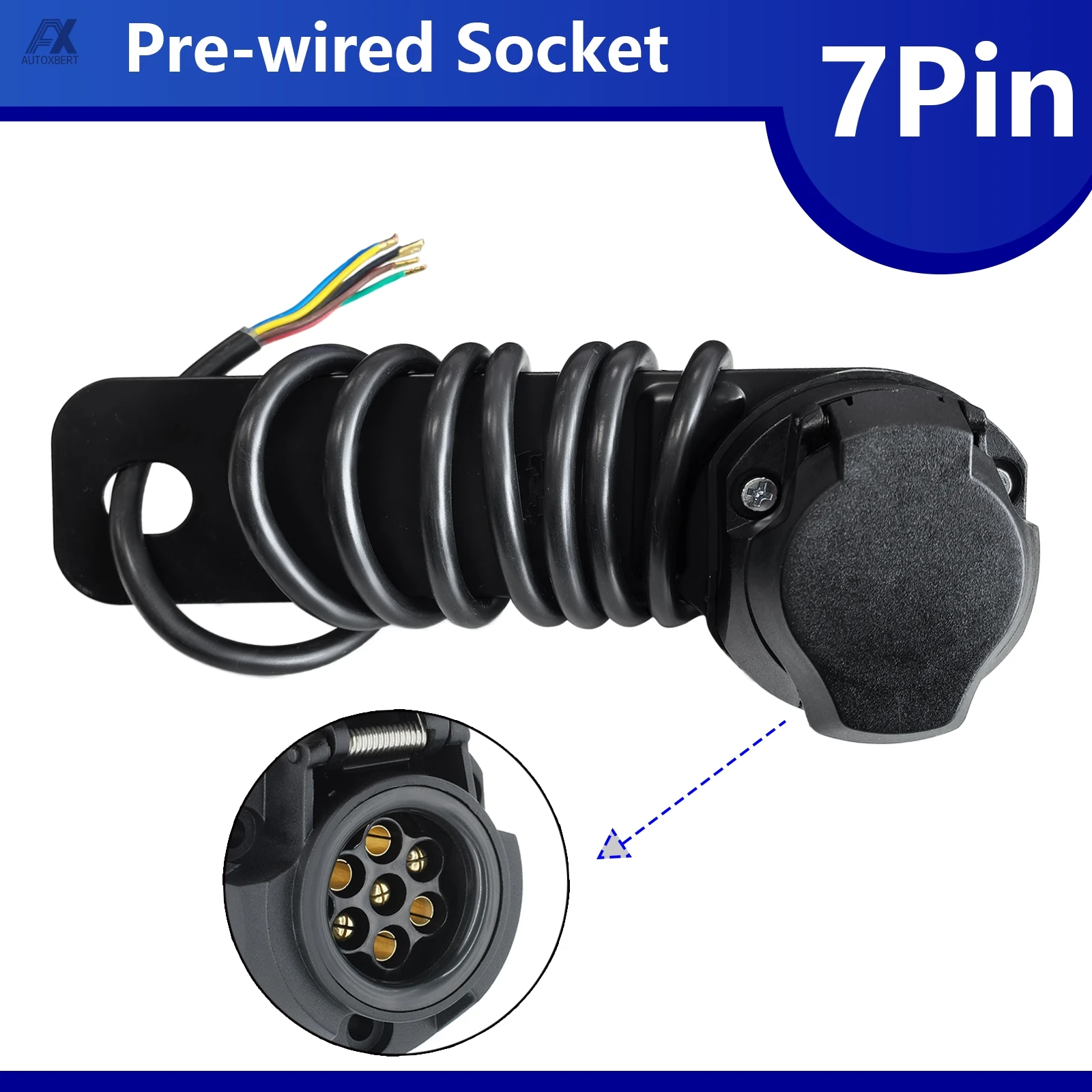 1.5M 12N 7Pin 사전 배선 소켓 자동차 트레일러 캐러밴 전기 장착 플레이트 전기 와이어 부품 배선 커넥터 견인 견인 바