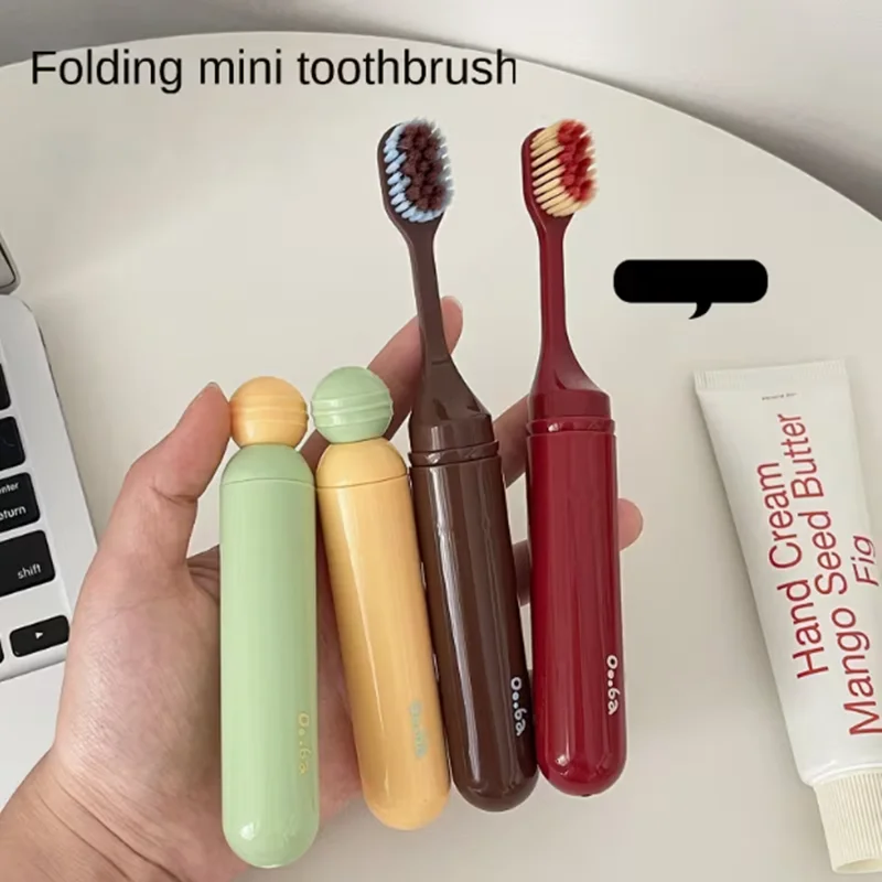 2pcs Foldable mini toothbrush, portable soft-bristled travel toothbrush, couple's travel breathable quick-drying toothbrush