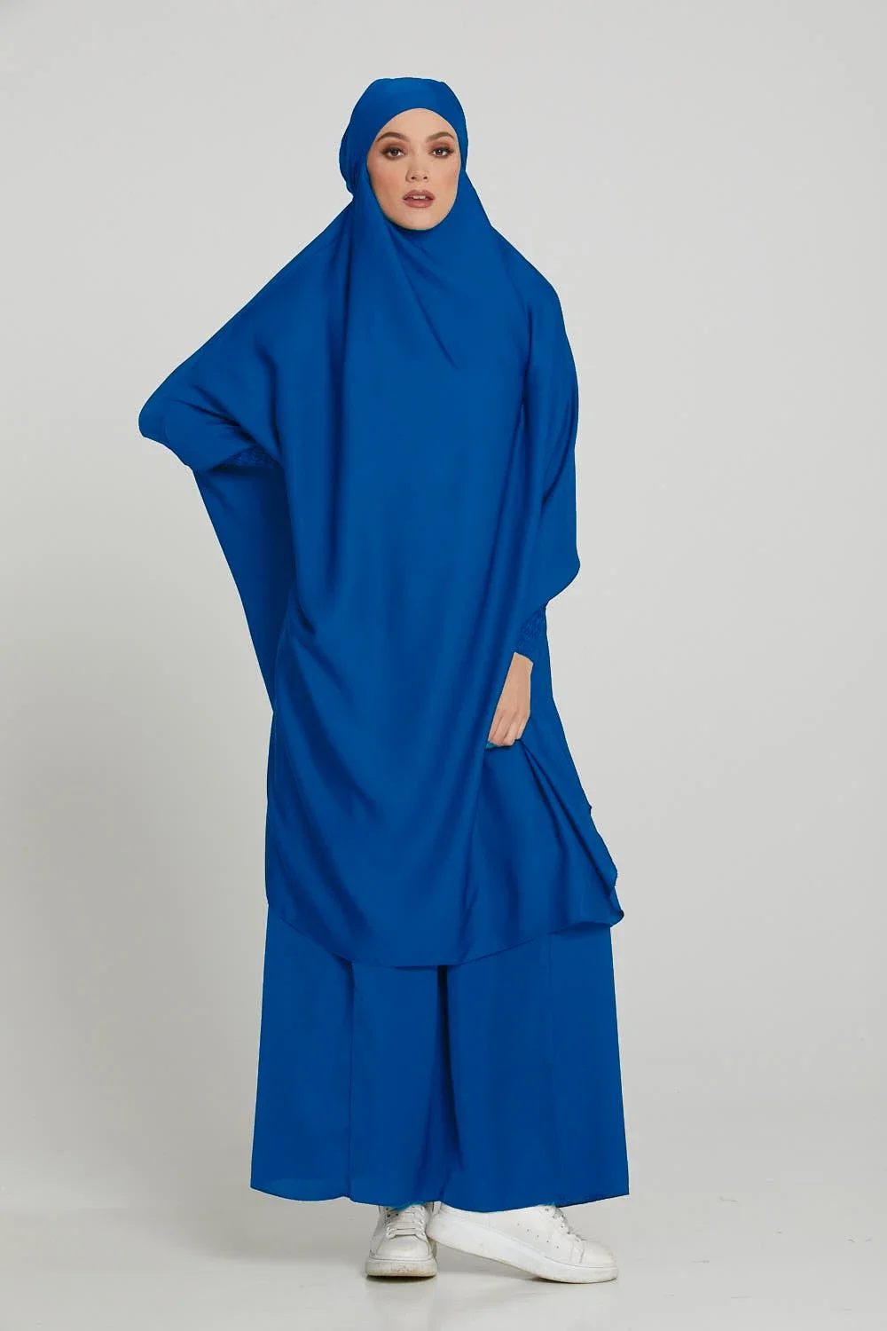 Muslimischer Kimono zweiteiliger Jilbab Gebets satz Abaya für Frau Fledermaus Hijab Kleid Kaftan Robe lange Khimar Islam Stoff Jilbab Ramadan