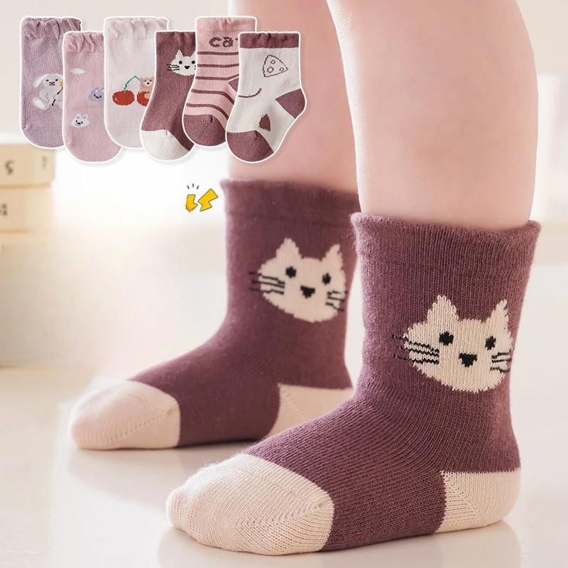 Spring and Fall Baby Korean Cartoon Cute Printed Children's Breathable Comfortable Cotton Non-constricting Mid-tube Socks