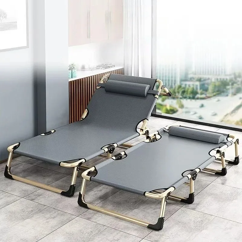 Rollaway  Single Bed Home Simple Nap Bed Office Outdoor Nap Camp Bed Multi-Functional Recliner Chair Four Gears Adjustable