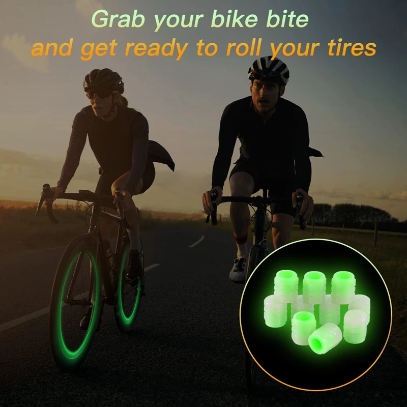 Luminous Car Wheel Tire Valve Cap Fluorescent Night Glowing Decor Motorcycle Bike Wheel Nozzle Dustproof Tyre Valve Stem Caps