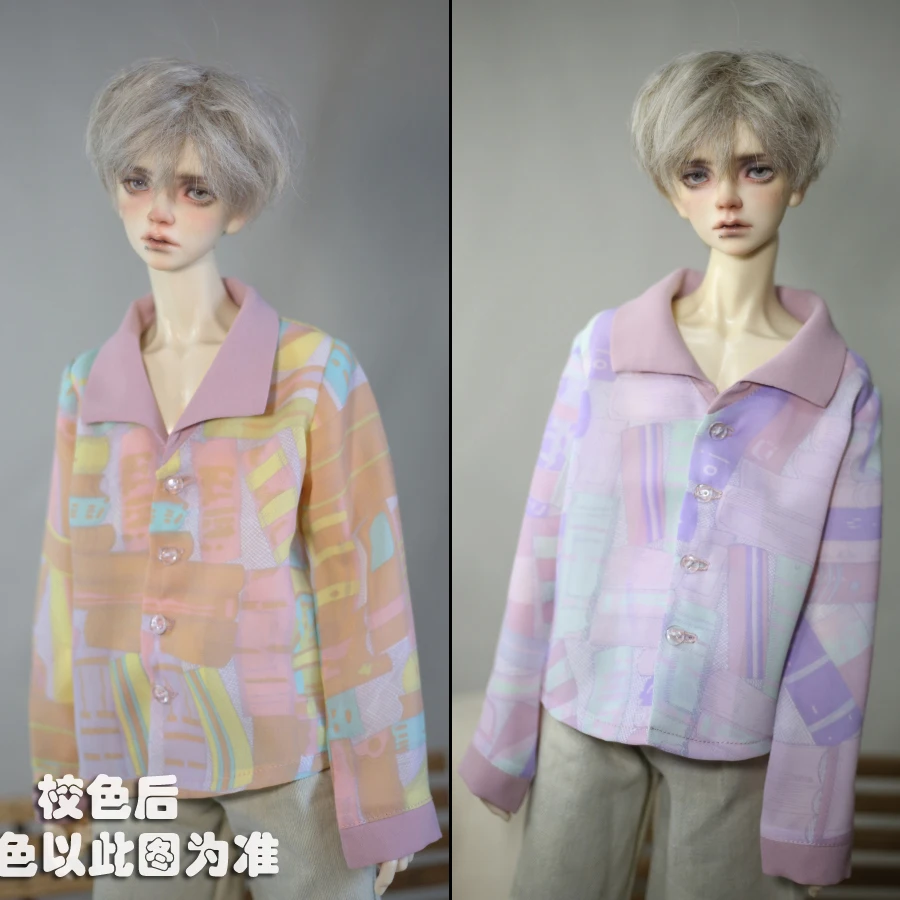 

New irregular printed shirt 1/4 1/3 fashion chiffon shirt DD MSD vintage colorful top uncle POPO68 BJD doll clothes accessories