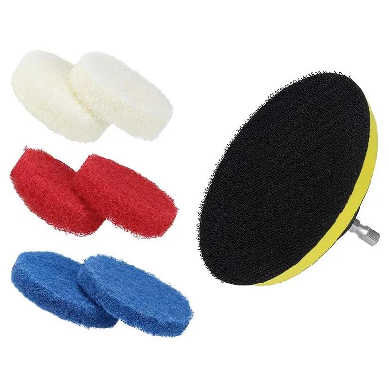 4Inch 100MM Power Scouring Pad Cleaning Kit 2Pcs Blue/White/Red Durable and Useful Easy to Operate for Cleaning Home