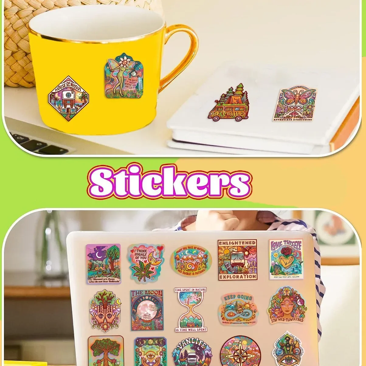 50PCS Fun Camping Adventure Stickers Aesthetic DIY Decals Skateboard Phone Laptop Suitcase Decorative Sticker