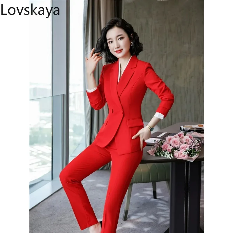 

Elegant Suits Pants And Formal Blazer Set 2 Pieces Business Outfits For Women Suit Sets