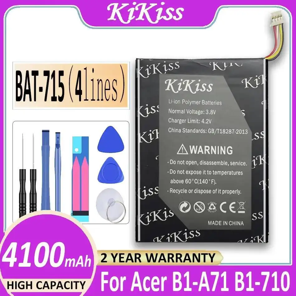 

Tablet Battery Safe 4100Mah For Acer Iconia Tab B1 B1-A71 B1-710 4Lines Version Bat-715