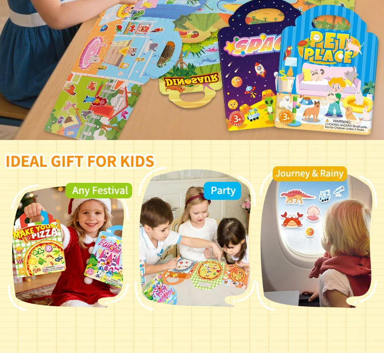 3er-Set wiederverwendbare Jelly-Sticker-Bücher für Kinder: Tier- & Ozean-Cartoon-Sticker-Spielzeug, tragbares DIY-Klebebuch, Sticker-Spielzeug-Geschenke für Kinder – Detail 7