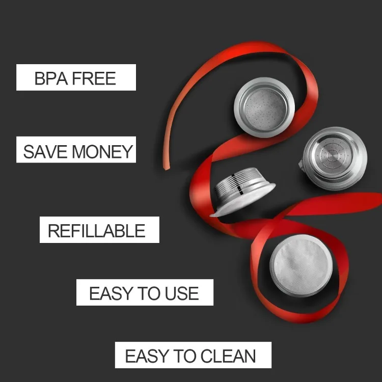 كبسولات قهوة قابلة لإعادة الاستخدام من الفولاذ المقاوم للصدأ قابلة لإعادة الملء متوافقة مع فلتر كوب القهوة LAVAZZA A MODO MIO المكون من 60 أمبير