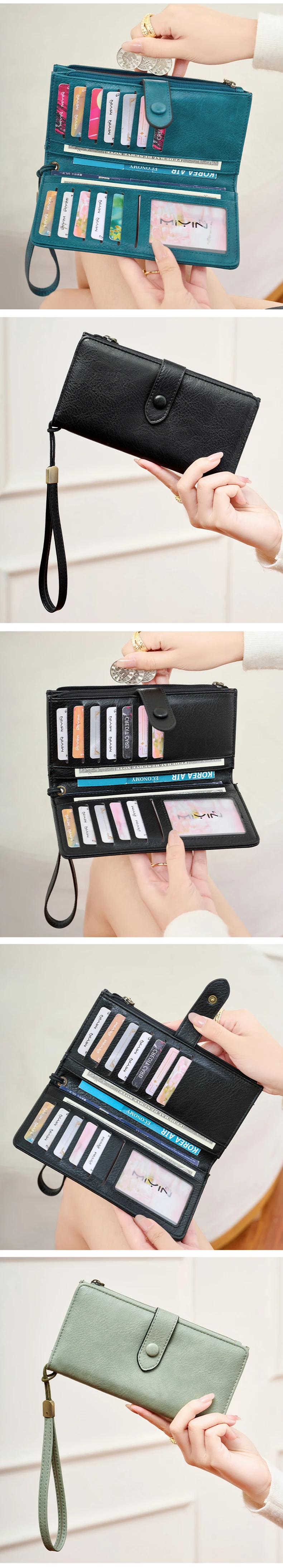 Ultradünne Tragbare Bi-Fold Damen-Geldbörse RFID-geschützter Kreditkartenhalter/Clutch Minimalistischer Multifunktionaler Münzbeutel – Detail 5