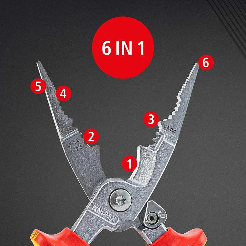 KNIPEX Pliers for Electrical Installation VDE-Tested with Opening Spring Insulated Plier Cutting Crimping Stripping 1396200