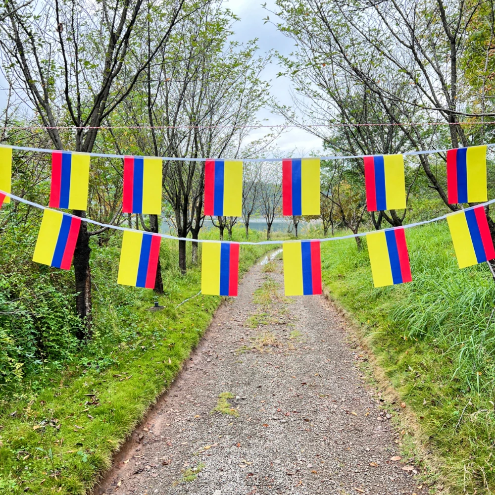 Colombia Bunting Flags 14x21cm 20pcs/lot Colombia String Flags Pennant Banner Festival Party Holiday for Decoration