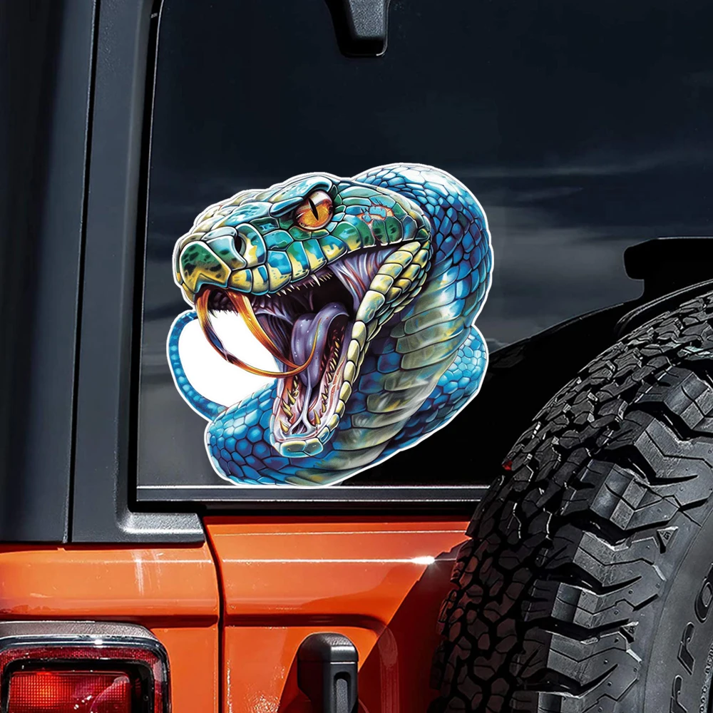 Vibrant Blue Snake Vinyl Decal, 12x12cm PVC Sticker with Lifelike Details, Suitable for Cars, Helmets, Motorcycles And More