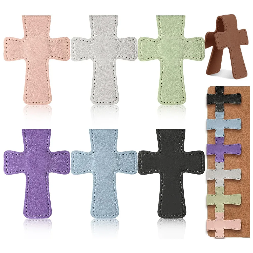 Marque-page magnétique en cuir croisé, marqueur de page, marque-page croix religieuse colorée, adapté aux étudiants, aux enseignants, aux amateurs de livres, aux fournitures de lecture
