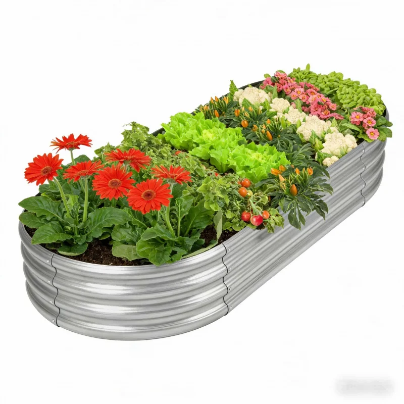 Oval Galvanized Steel Planting Box Multi-Specification Outdoor Large Planting Tank Combined Vegetable Planting Pot Multi-Color G