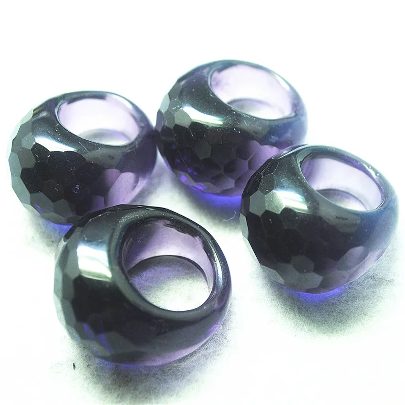 1 قطعة خواتم الاصبع النساء حجر الجمشت الطبيعي الأوجه سطح ثقب قطر 12 مللي متر نوعية جيدة #2