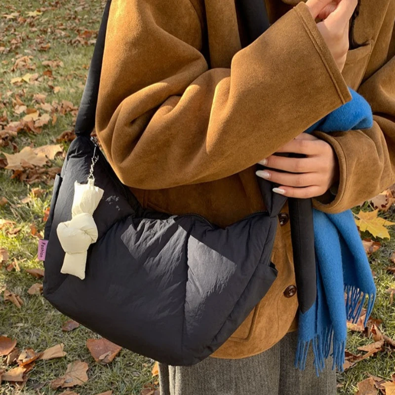 

Fashionable Down Puffer Bag Women Crossbody Bag Waterproof Quilted Handbag and Purse for Work Lady Pillow Bags bolsa feminina