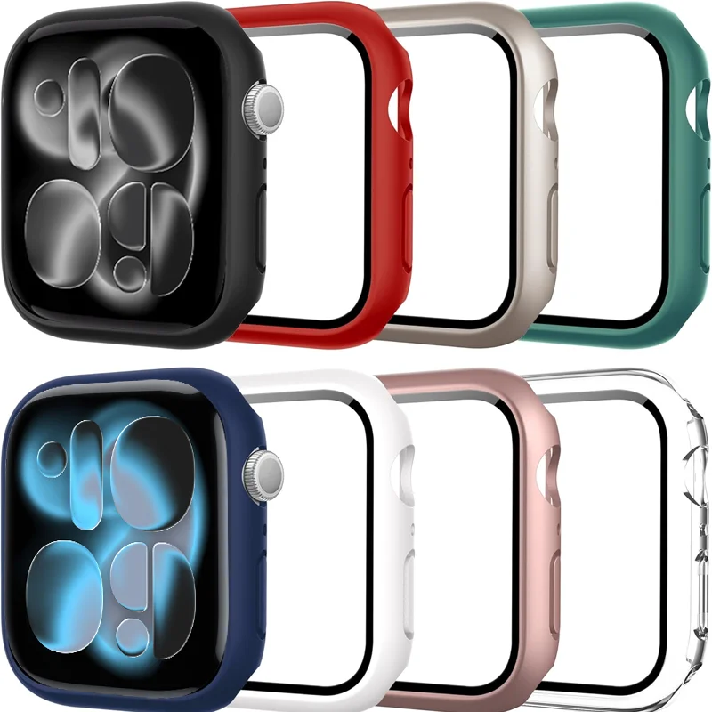 Glas + Hülle für Apple Watch 44 mm 40 mm 41 mm 38–42 mm 45 mm 46 mm Displayschutzfolie Schutzhülle Apple Watch 11 10 8 7 9 6 SE 5 4 3