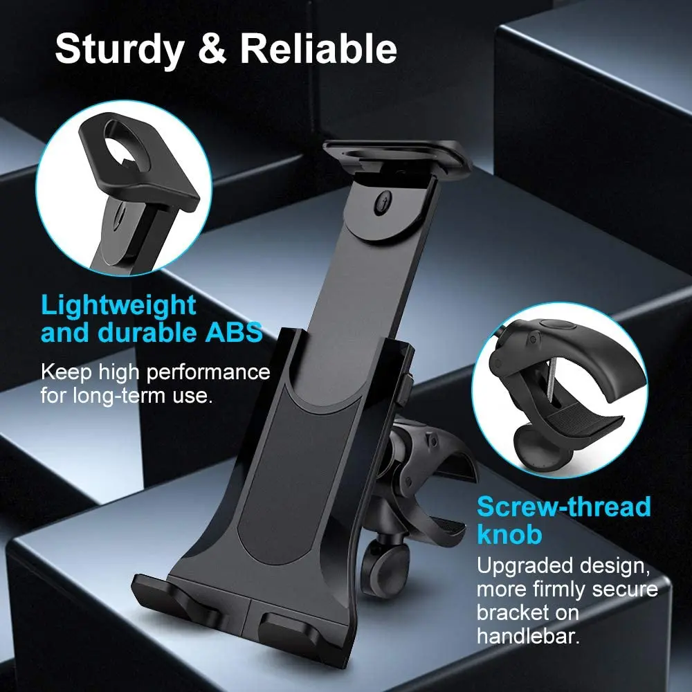 Bicycle Tablet Holder Cell Phone Bracket Treadmill Gym Handlebar Tablet Stand Mount for iPad Air Pro 4-12 Inches Mobile Devices