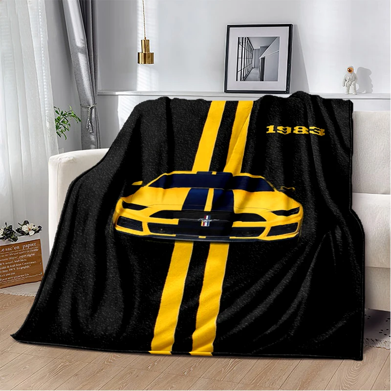 3D Mustang Racing Car Sign GTR Soft Plush Blanket,Flannel Blanket Throw Blanket for Living Room Bedroom Bed Sofa Cover Gift