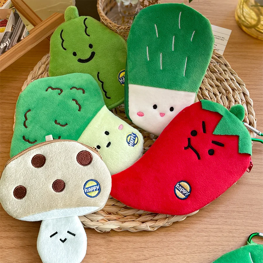 Carabiner Clip Pouch Plush Cute Coin Bag Fruit Shaped Coin Purse Cute Plush Coin Pouch For Backpack Decoration Shopping Daily
