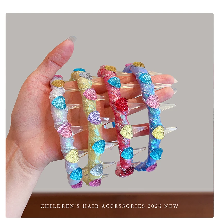 2026 Neue Prinzessinnen-Glitzer-Herz-Stirnbänder mit Zähnen, rutschfeste, schmerzfreie Haarreifen für Babys und Kleinkinder, Mädchen-Accessoires – Detail 5