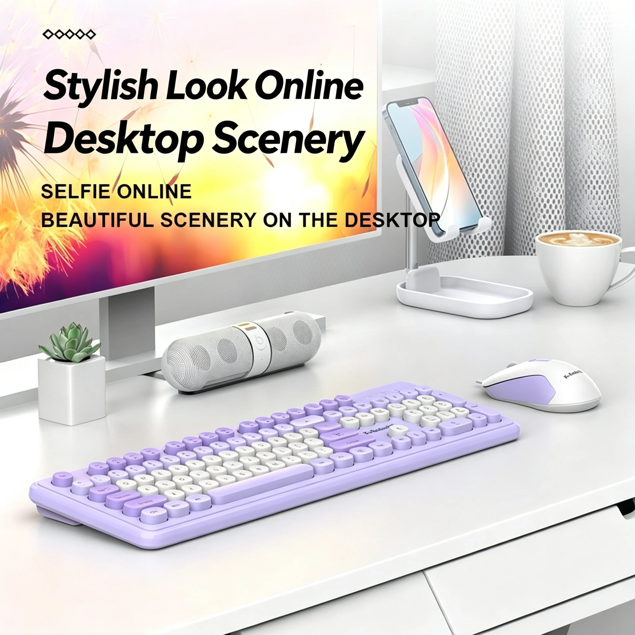 Office Stylish Slient Wired Keyboard And Mouse Combo Cute Punk Keycap Mechanical Feel Keyboard Mouse Set For PC Computer Laptop