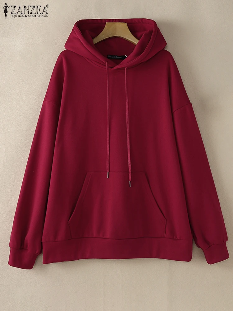 ZANZEA แฟชั่นผู้หญิงเสื้อแขนยาวลําลองเสื้อ Hoodies ฤดูใบไม้ร่วงหลวม Hooded Tops เสื้อกันหนาวฤดูหนาว Streetwear