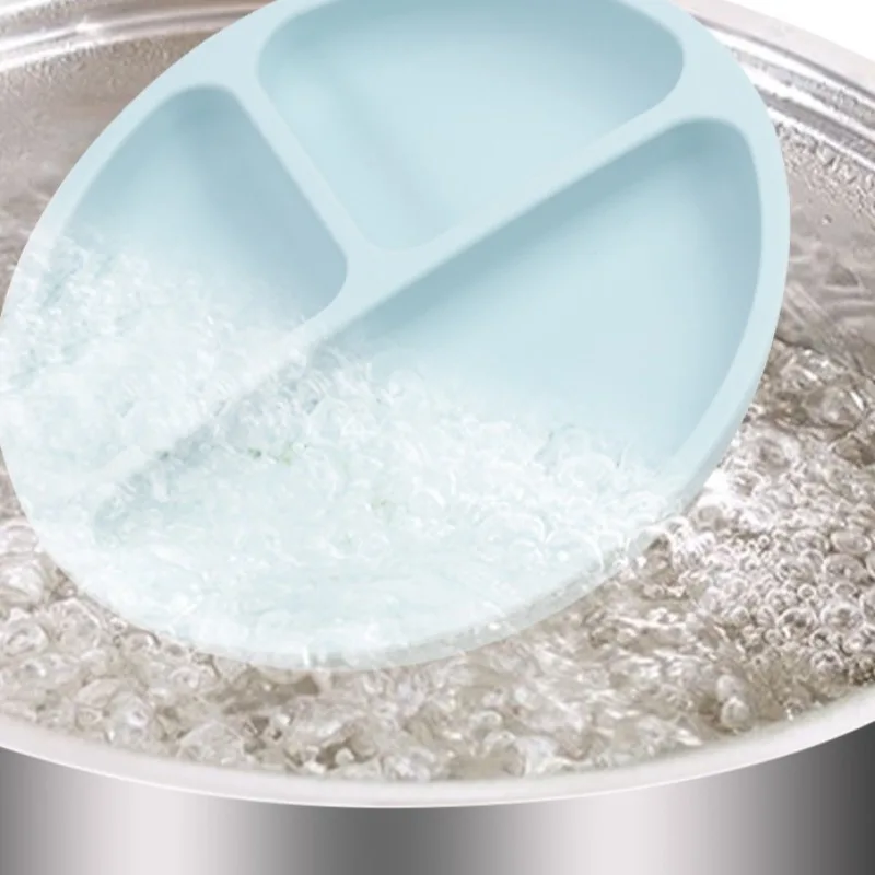 مجموعة أطباق مقسمة من السيليكون مكونة من 3 أقسام بتصميم كرتوني لأطباق تغذية الأطفال الصغار #5